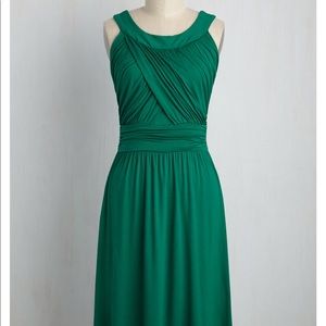 MODCLOTH “So Happy to Gather” Green Draped Dress